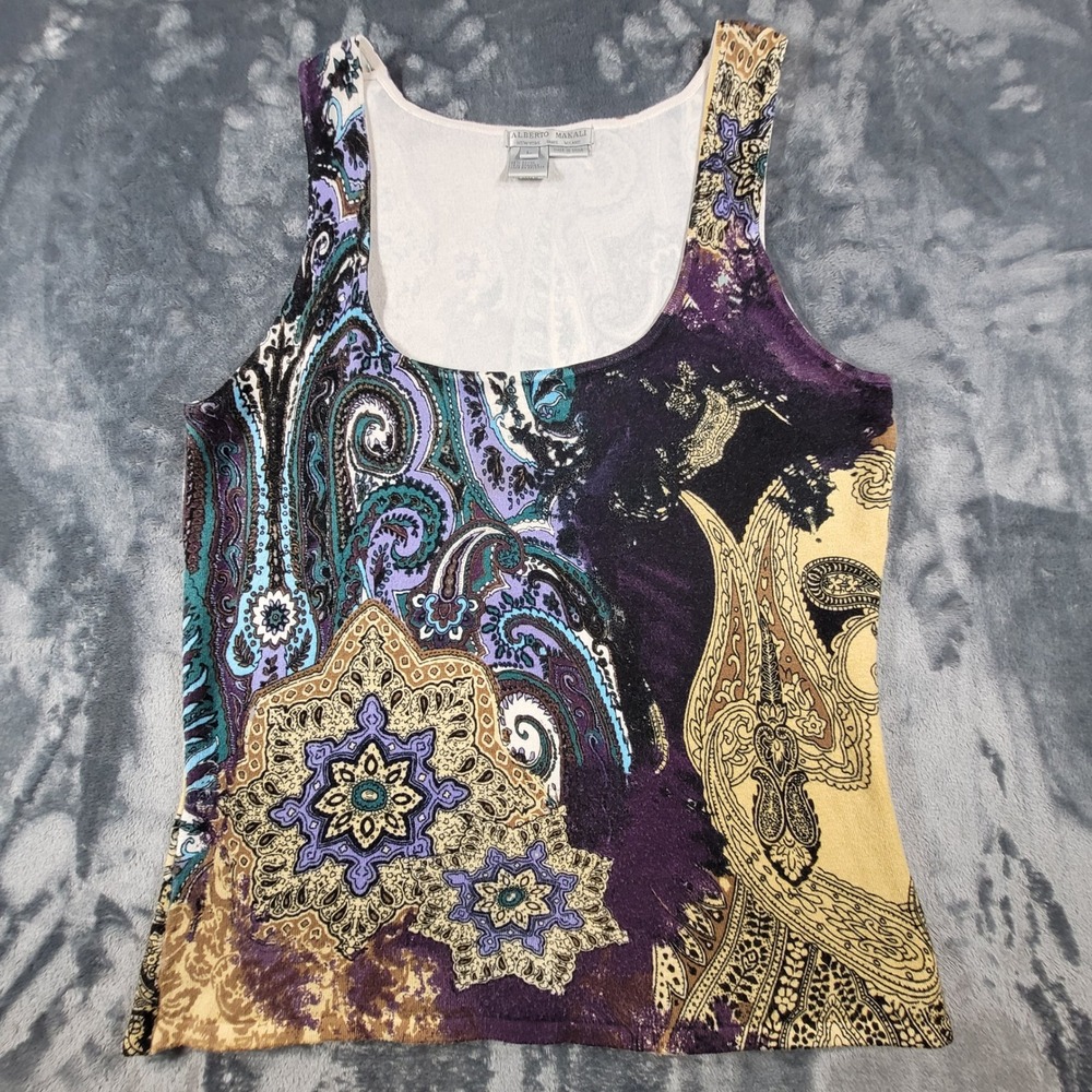 Alberto‎ Makali Womens Purple Paisley Medallion Tank Top Scoop Neck Size L